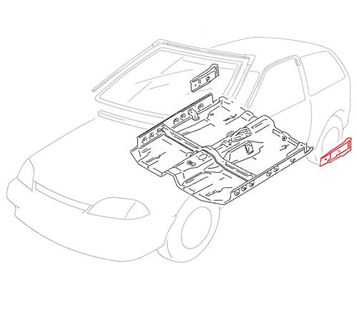 Belső küszöb, hátsó hosszabítás, bal, Suzuki Swift MKII