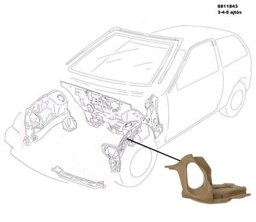 Hossztartó gerenda, első doblemez javítóval, bal, Suzuki Swift MKII