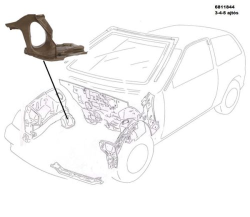 Hossztartó gerenda, első doblemez javítóval, jobb, Suzuki Swift MKII