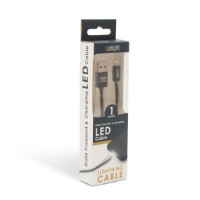 Adatkábel led fénnyel, iphone, 1m, fekete