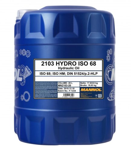 Mannol 2103, Mannol Hydro Iso 68 Hidraulika olaj 20L