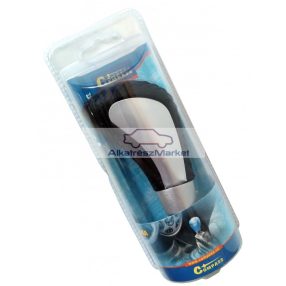 Váltógomb fekete-ezüst, kék varrással "Storm"